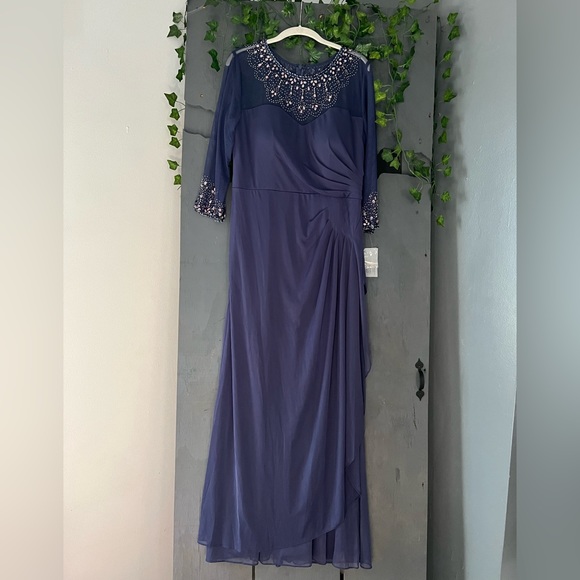 Alex Evening A-Line Mesh Gown With Beaded illusion Sweetheart Neckline Size 16P - Picture 1 of 16